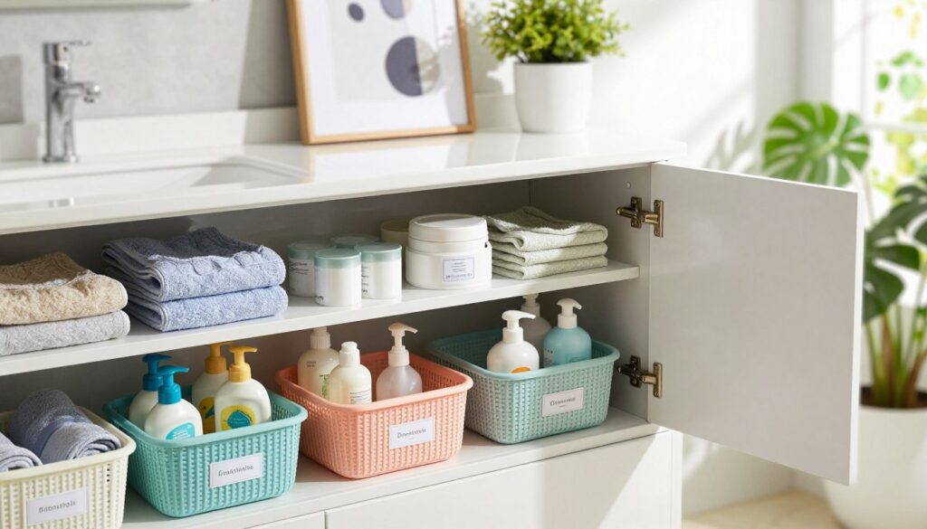 Badezimmer Schrank Organisation