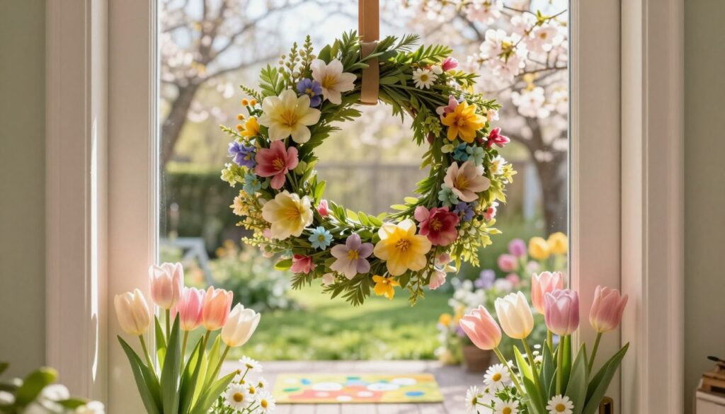 Frühlingsdekoration für die Wohnungstür