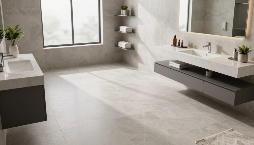 Große Fliesen im Badezimmer