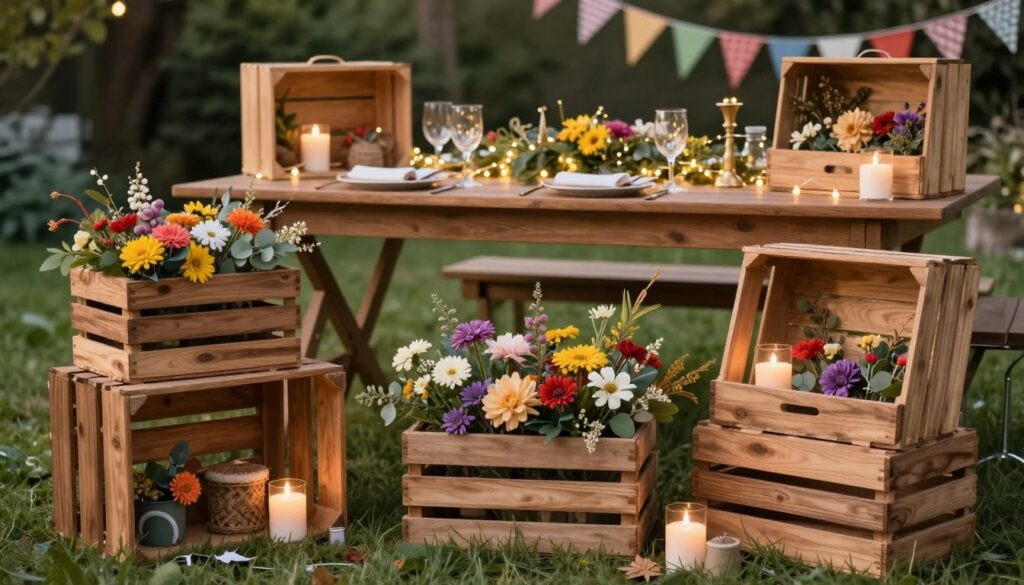 Holzkisten Deko für Feste und Feiern