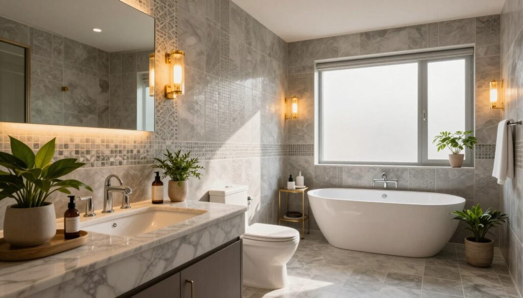 Licht und Fliesen im Badezimmer