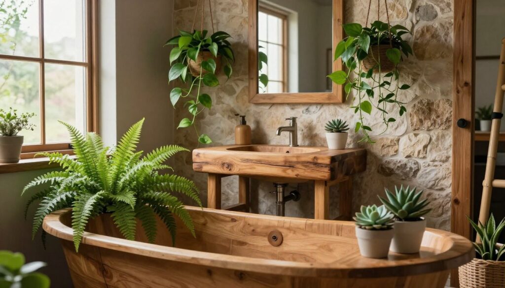 Pflanzenelemente im Badezimmer