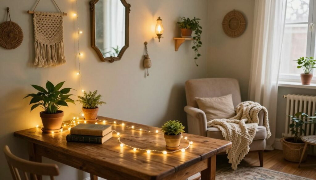 Vintage Zimmer Deko mit Lichterkette