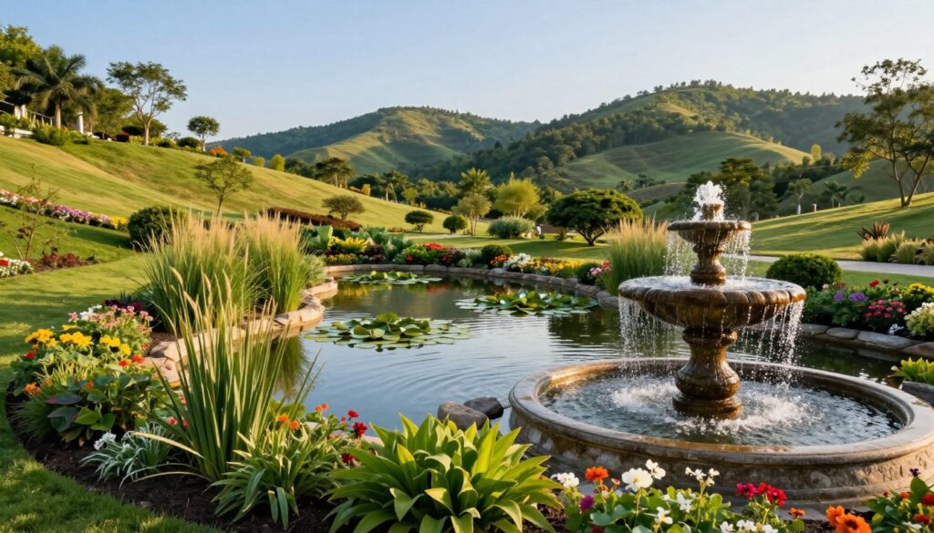Wasserfeatures im Hanggarten