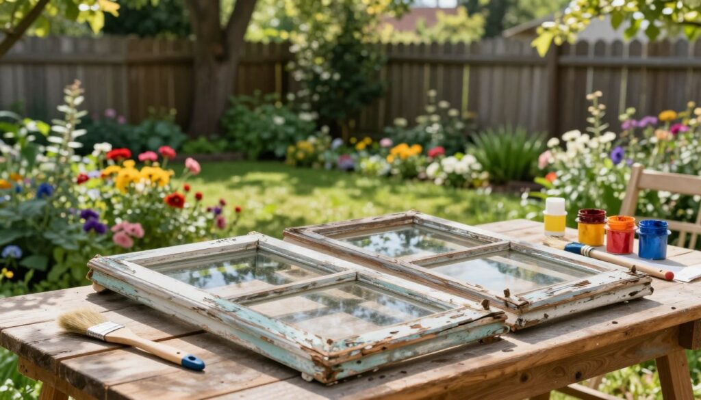 alte fenster im garten