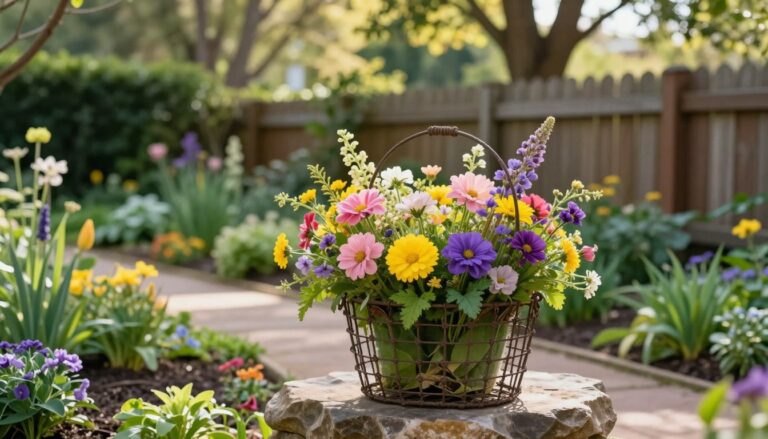 drahtkorb dekorieren garten