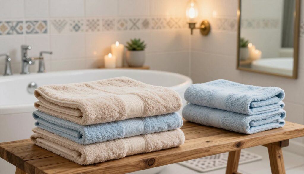 Badezimmer Deko mit Handtüchern