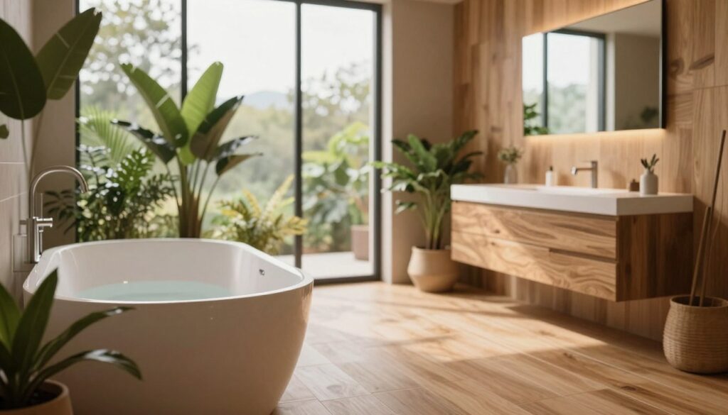Badezimmer Holzoptik Gestaltung