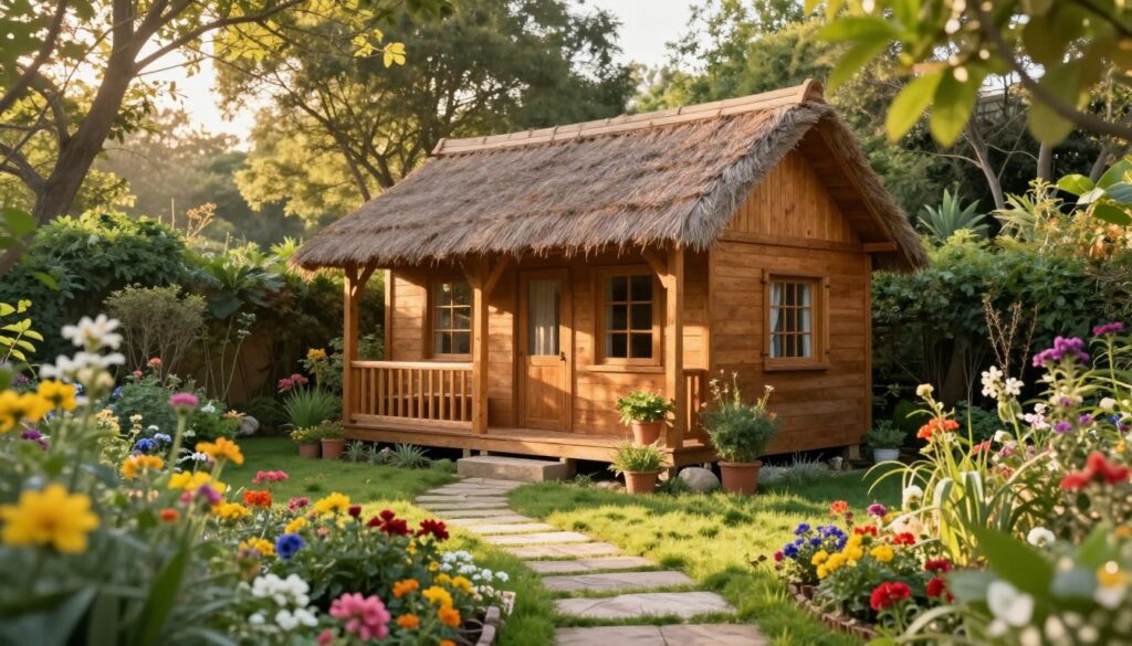 Holzhütte im Garten