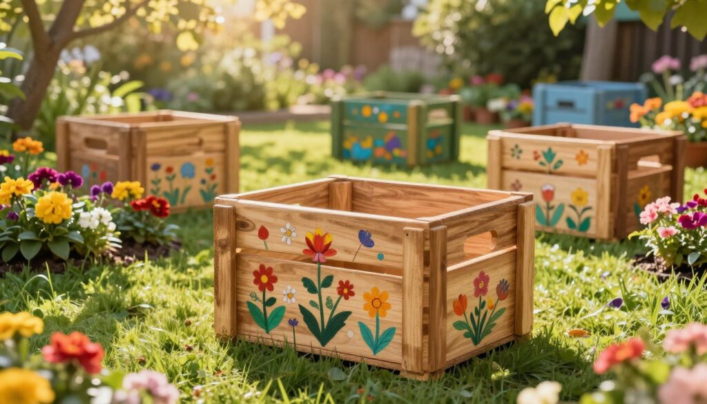 Holzkisten bemalen garten