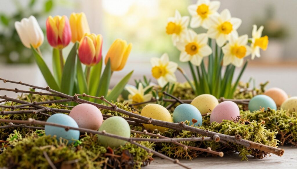 Naturmaterialien für Osterdekoration