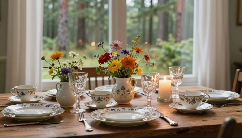 Stilvolle Tischdekoration mit Vintage-Geschirr