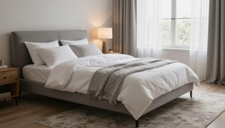 schlafzimmer graues bett