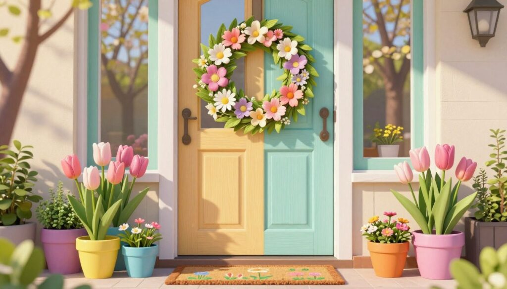 Frühling Haustür-Deko Farben