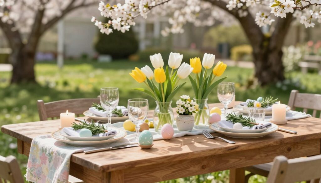Frühlingshafte Tischdekoration