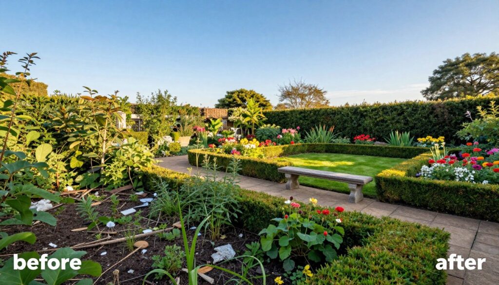 Garten vorher nachher
