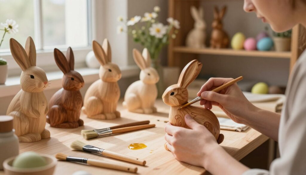 Holz-Osterhasen Pflege