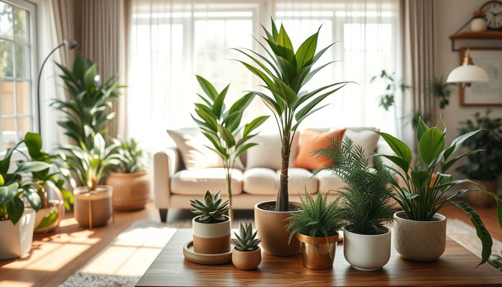Pflanzenarrangements im Wohnzimmer