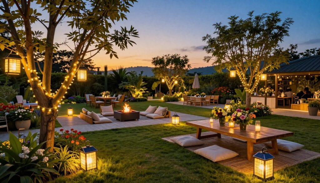 Solarbetriebene Lichter für Gartenparty