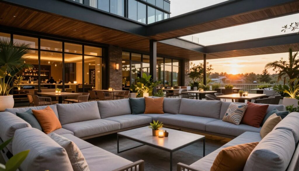 Terrassenüberdachung modern Möbel