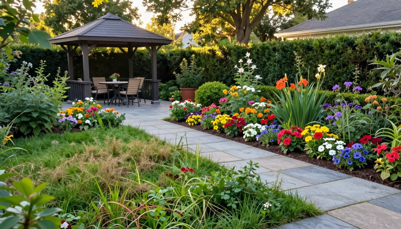 garten vorher nachher