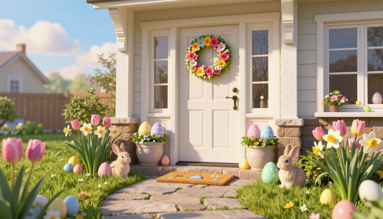 ostern deko draussen eingang