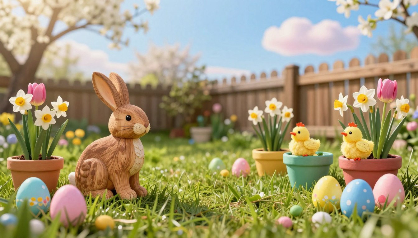 ostern deko draussen holz