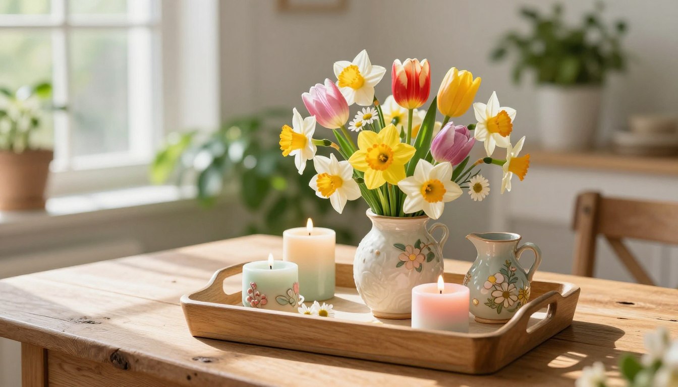 tablett dekorieren frühling
