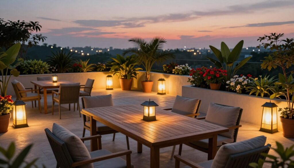 terrassengestaltung mit Solarlampen
