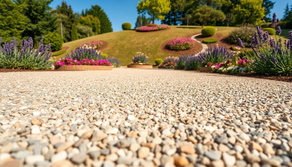 Kies als Bodenbelag im Garten