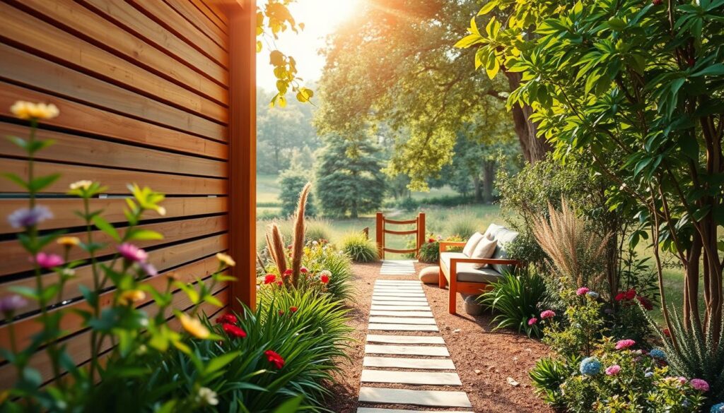 holzwand im garten