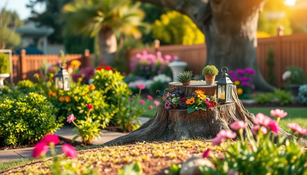 ideen für baumstumpf im garten