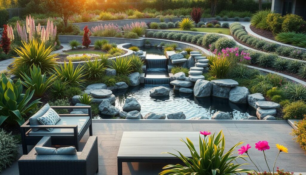 zeitgemäßer garten mit Wasserelementen